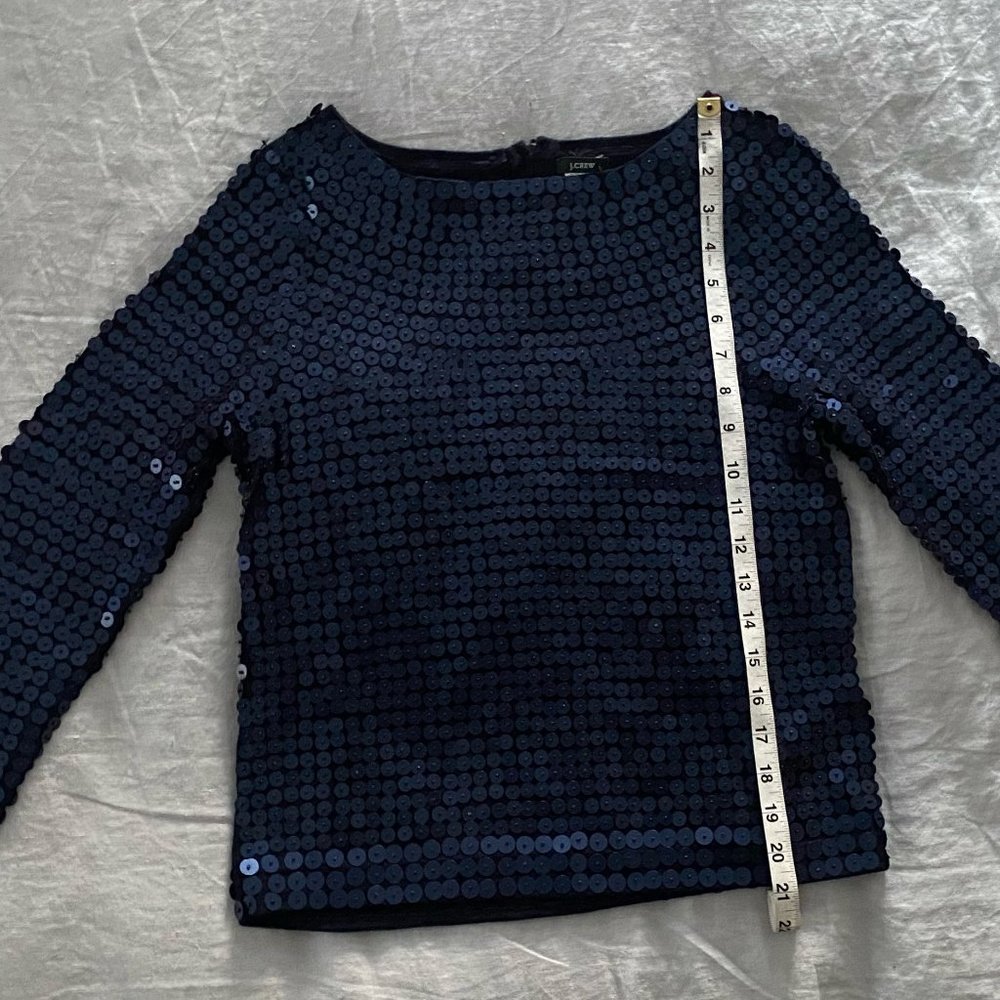 NWT J.Crew Navy Sequin Long-Sleeve Top - Picture 10 of 12
